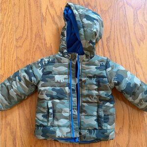 New Little Me Cozy Camo Camouflage Winter Puffer Jacket 12 Months M